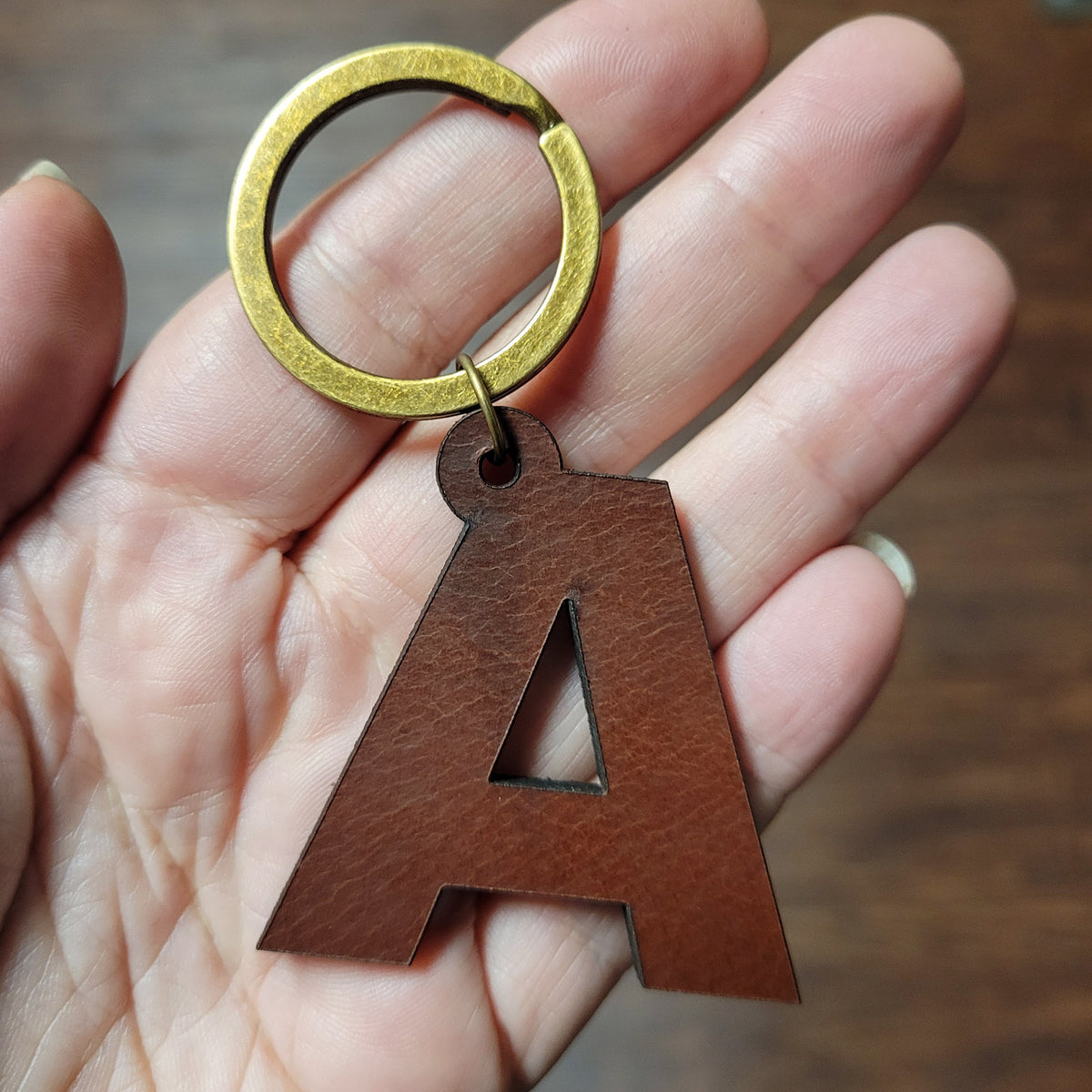 Mio Marino Retro Leather Alphabet Keychain - A